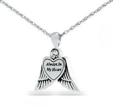 Sterling Silver Heart with Angel Wings Pendant/Necklace Cremation Urn for Ashes - £66.67 GBP