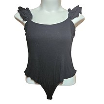 Black Ruffle Strap Bodysuit Size XL  - £23.39 GBP