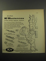 1955 Knape &amp; Vogt KV Kitchen K-Veniences Ad - Slide-away space savers - £14.52 GBP