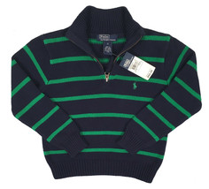 NEW Polo Ralph Lauren Little Boys Sweater! 2 Sporty Striped Designs  Zipper Neck - £27.32 GBP