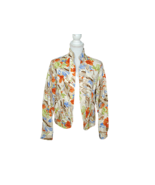 Coldwater Creek Blazer Jacket Floral Open Front Textured Vintage Bright ... - £20.42 GBP