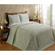 MI 1 Piece Green Medallion Twin Bedspread Set, Coastal Flowers Embroider... - £106.67 GBP