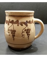 Vintage Large Pottery Mug with Handle and Grape Design, no marks - £5.49 GBP