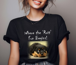 Rottweiler Lover Halloween Theme T Shirt | Where the &#39;Rott&#39; Fun Begins! ... - $9.59+