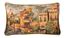 Tapestry Throw Pillow European Cottagecore Italy Paris Old World Decor 18&quot;x11&quot; - £44.77 GBP