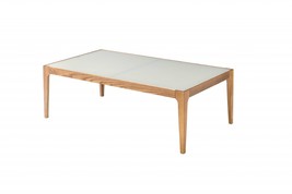 43&quot; X 24&quot; X 15&quot; Natural And Frost Glass Coffee Table - £395.29 GBP
