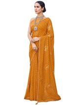 Chiffon saree for women new designer Foil Printed with blouse piece - £27.86 GBP+