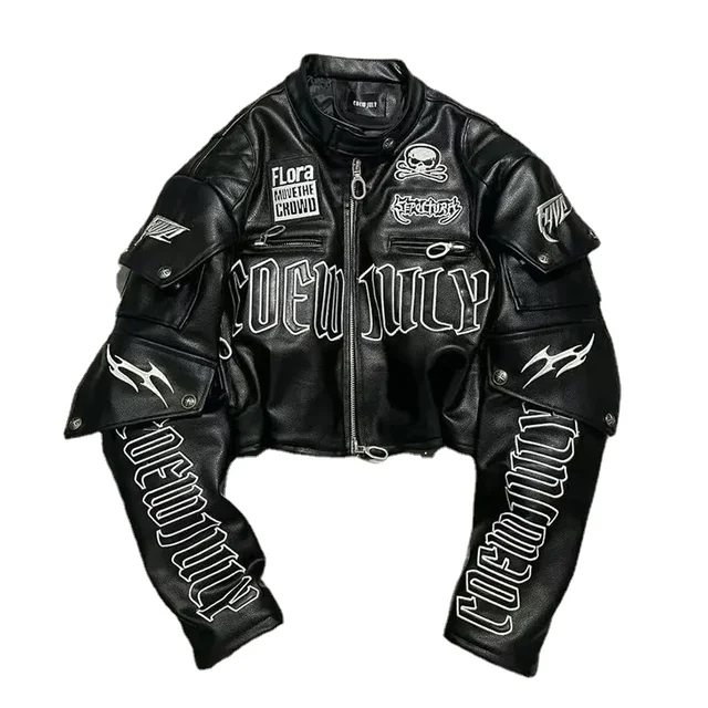 Embroidered Skull faux Leather &quot;End Game&quot; Motorcycle Jacket  - $69.99