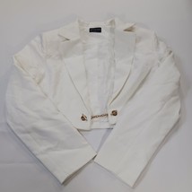 White Fox Women's White Open Front Cropped Blazer Jacket Size Medium image 15