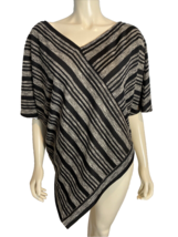 Two by Vince Camuto Women's Striped Poncho Black/Gray S/M - $11.39