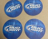 Bud Light Blue White  Beer Coaster 4 Coasters 4 inch - $7.48