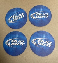 Bud Light Blue White  Beer Coaster 4 Coasters 4 inch - £5.85 GBP