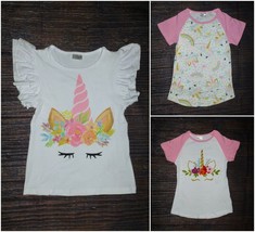 NEW Boutique Unicorn Girls Ruffle Sleeve Shirt - £5.09 GBP