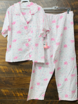 VGT Carole Pajama Pant Set Women 2XL Pink Floral Short Sleeves 2-PieceTo... - £21.01 GBP