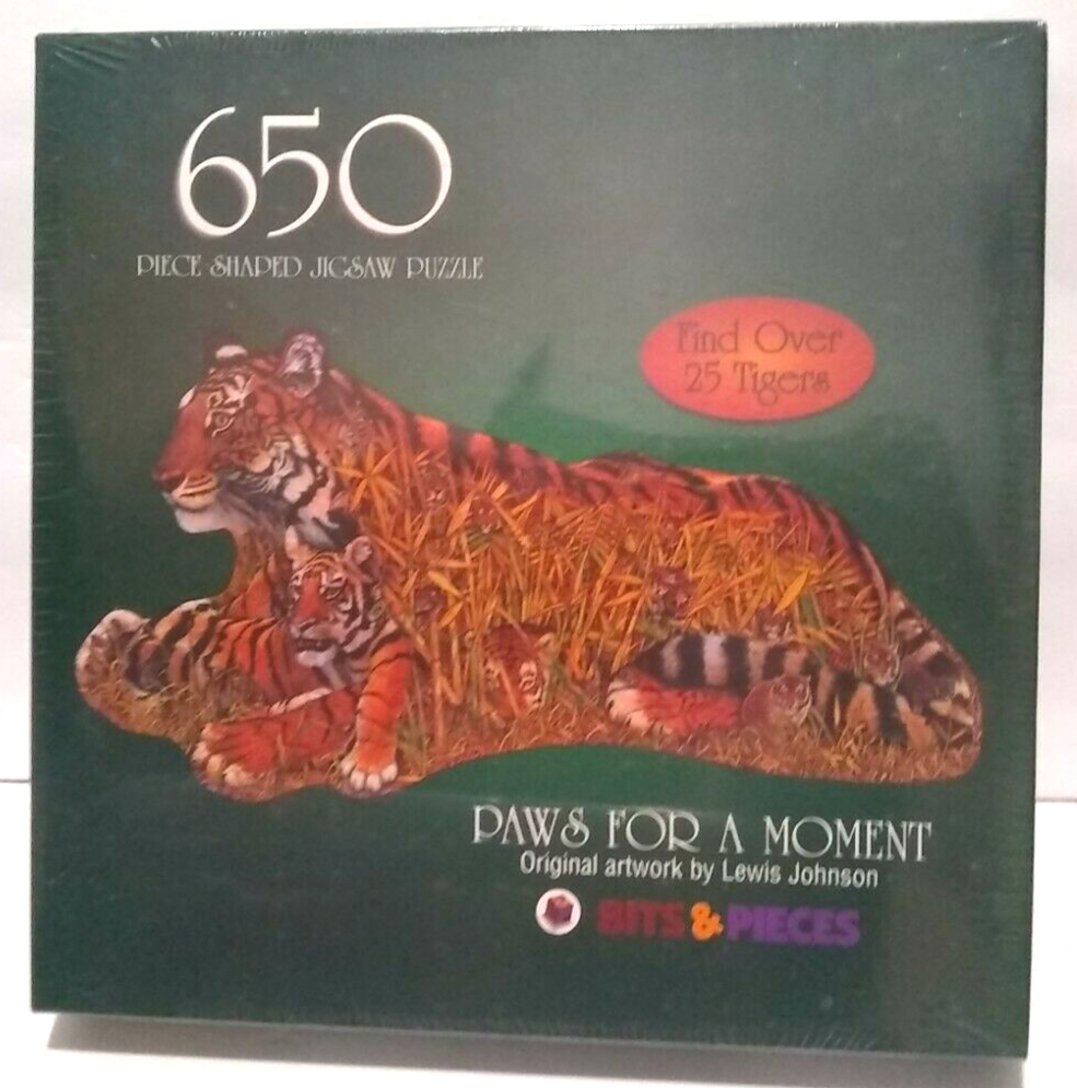 Bits and Pieces "Paws for a Moment" Tigers Shaped 650 Piece Puzzle 2000 - $13.86