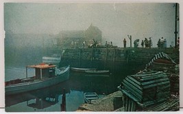 Cape Ann Mass FOG BOUND Inner Harbor at T Wharf Rockport 1960s Postcard D16 - £3.10 GBP
