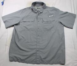 Habit Mens XL Short Sleeve Button-Up Fishing Shirt 100% Polyester Gray S... - $12.12