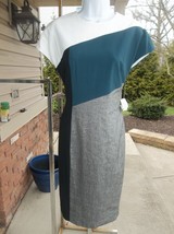 NWT ANNE KLEIN GRAY, GREEN, BLACK COLORBLOCK DRESS 4 - $46.99