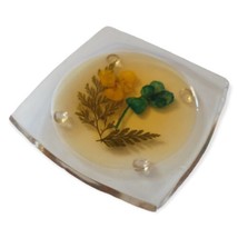Lucite Dried Pressed Flowers Coaster Trinket Dish Single Paperweight Replacement - £7.73 GBP