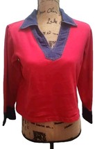 Vintage Fiorlini International Women Size 4 Top Red Notch Neck Collared - £14.84 GBP