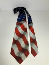 TIE Ralph Marlin “Stars &amp; Stripes” American Flag Tie 58 x 3 1/2 Made in ... - $14.85