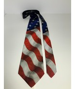 TIE Ralph Marlin “Stars &amp; Stripes” American Flag Tie 58 x 3 1/2 Made in ... - £11.46 GBP