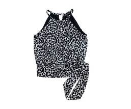 INC Womens L Abby Animal Print Black White Side Tie Halter Top NWT W71 - £19.74 GBP