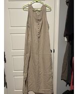 Eddie Bauer Womens 100% Linen Sleeveless Shirt Dress M Tall Beige Pockets - $44.14 CAD