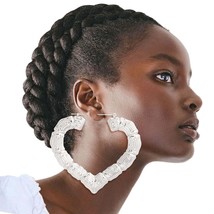 Silver Heart Bamboo Hoops - $24.99