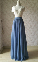 DUSTY BLUE Tulle Maxi Skirt Bridesmaid Floor Length Tulle Skirt Outfit image 1