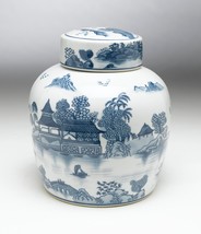 AA Importing 59748 9 Inch Blue &amp; White Ginger Jar - £65.73 GBP