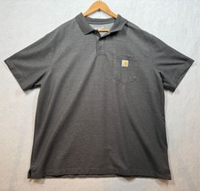 Carhartt Polo Shirt Loose Fit Short Sleeved Charcoal Gray Workwear Logo ... - $19.59