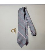 Chaps Ralph Lauren Mens Silk Necktie Silver Gray with Red and Blue Accents - $7.98