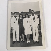 vtg 1950s Navy Men And Women Couples Found Photograph Black And White Military - £6.35 GBP