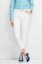 Lands End Women&#39;s Mid Rise Slim Leg Crop Jeans White New - £27.96 GBP