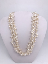 Baroque Freshwater Pearl Necklace 3 Strand with Lobster Clasp &amp; Extender - £30.81 GBP