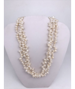 Baroque Freshwater Pearl Necklace 3 Strand with Lobster Clasp &amp; Extender - £30.29 GBP