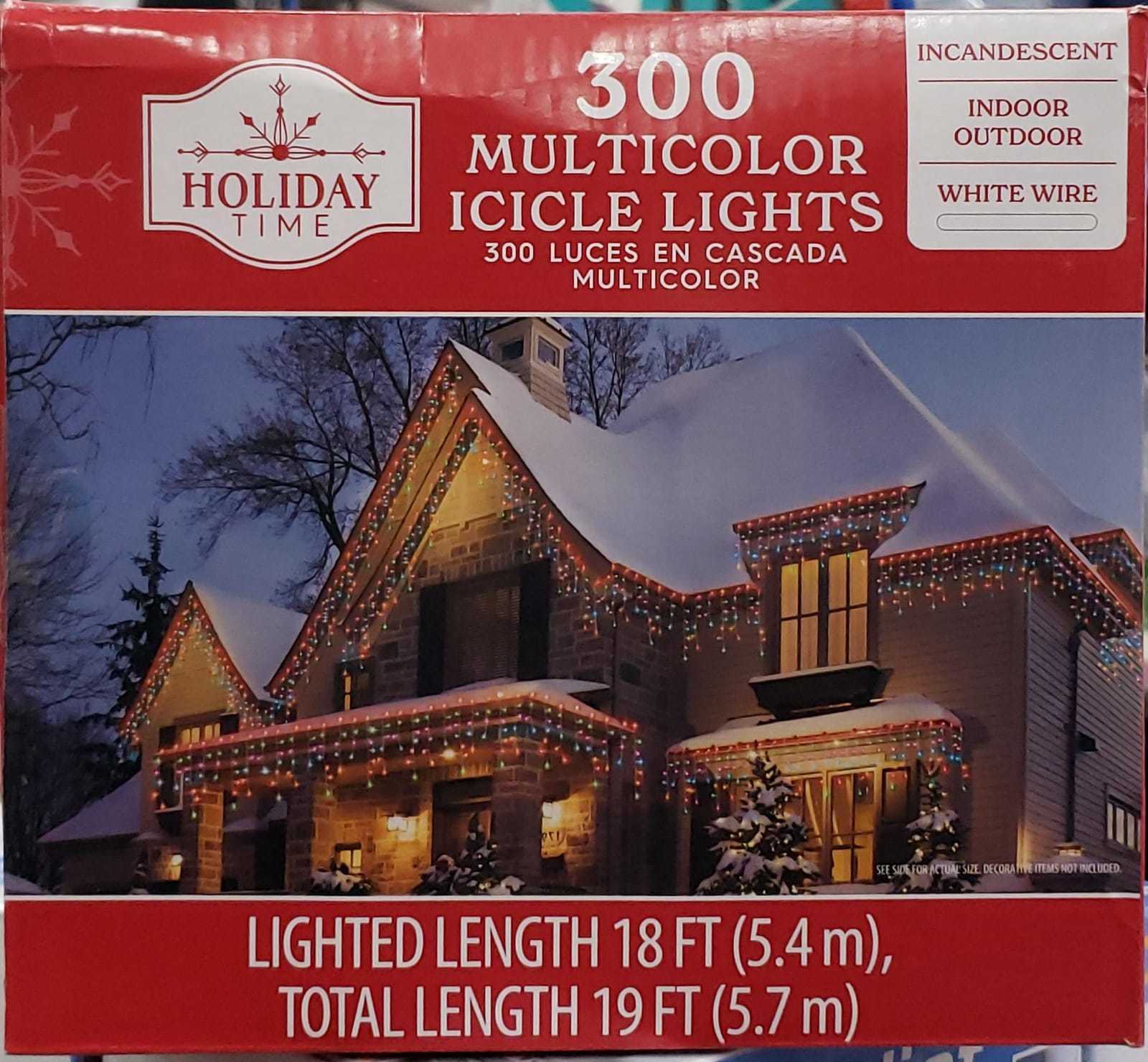 Primary image for  Holiday Time 300 Count Incandescent Multicolor Icicle Christmas Lights