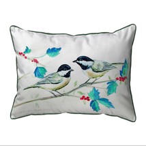 Betsy Drake Christmas Chickadees Small Pillow 11x14 - £38.91 GBP