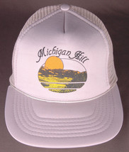 Vtg Michigan Hill Hat-Gray-Rope Bill-Trucker-Snapback-Lake Sunset Sunrise  - £18.67 GBP