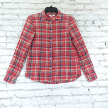 Madewell Button Up Shirt Womens XS Red Plaid Suntour Boyshirt Linen Blend - £14.93 GBP