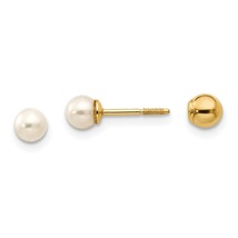 14K Gold Reversible Cultured Pearl &amp; Bead Earrings Jewerly 12mm x 3mm - £44.96 GBP