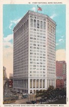 First National Bank Building Detroit Michigan MI Postcard C58 - £2.33 GBP