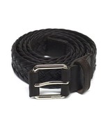 NEW TUMI braided leather men&#39;s belt dark brown S France oversized designer - £86.52 GBP