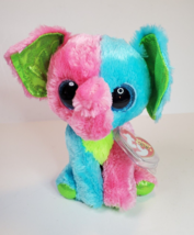 Ty Beanie Boos Elfie the Elephant 6 inch Plush Stuffed Animal Pink Blue Justice - £12.42 GBP