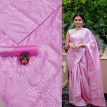 Pink Lichi Silk Saree with Rich Border and Zari Work - £37.94 GBP