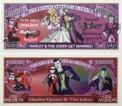 ✅ Pack of 5 Harley Quinn Joker Married DC Comics 1 Million Dollar Bill Novelty ✅ - £5.24 GBP