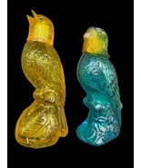 Avon Bird Bottle Lot Parakeet Blue Moonwind Yellow Cologne 5" Glass - $18.00