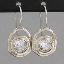 Retired Silpada Sterling Silver Cubic Zirconia BULLSEYE Drop Earrings W1330 HTF - £39.39 GBP