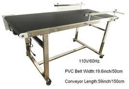 Fast Shipping New 110V Stainless 59&quot;x19.6&quot; PVC  Conveyor with Double Gua... - £725.33 GBP